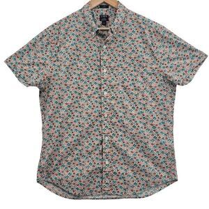 J. Crew Mens L Slim Fit Flex Washed Floral Short Sleeve Button Up Shirt